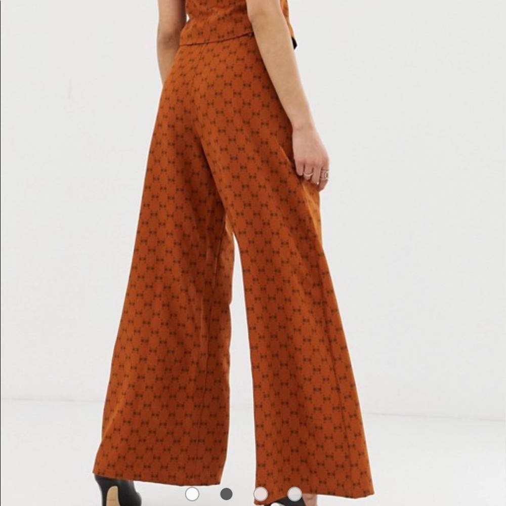 Bow print supper wide leg pants